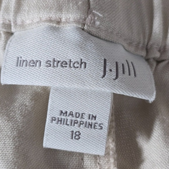 J Jill Pants Womens 18 Beige Linen Blend Pull On Straight Leg Beach Coastal - Picture 4 of 13